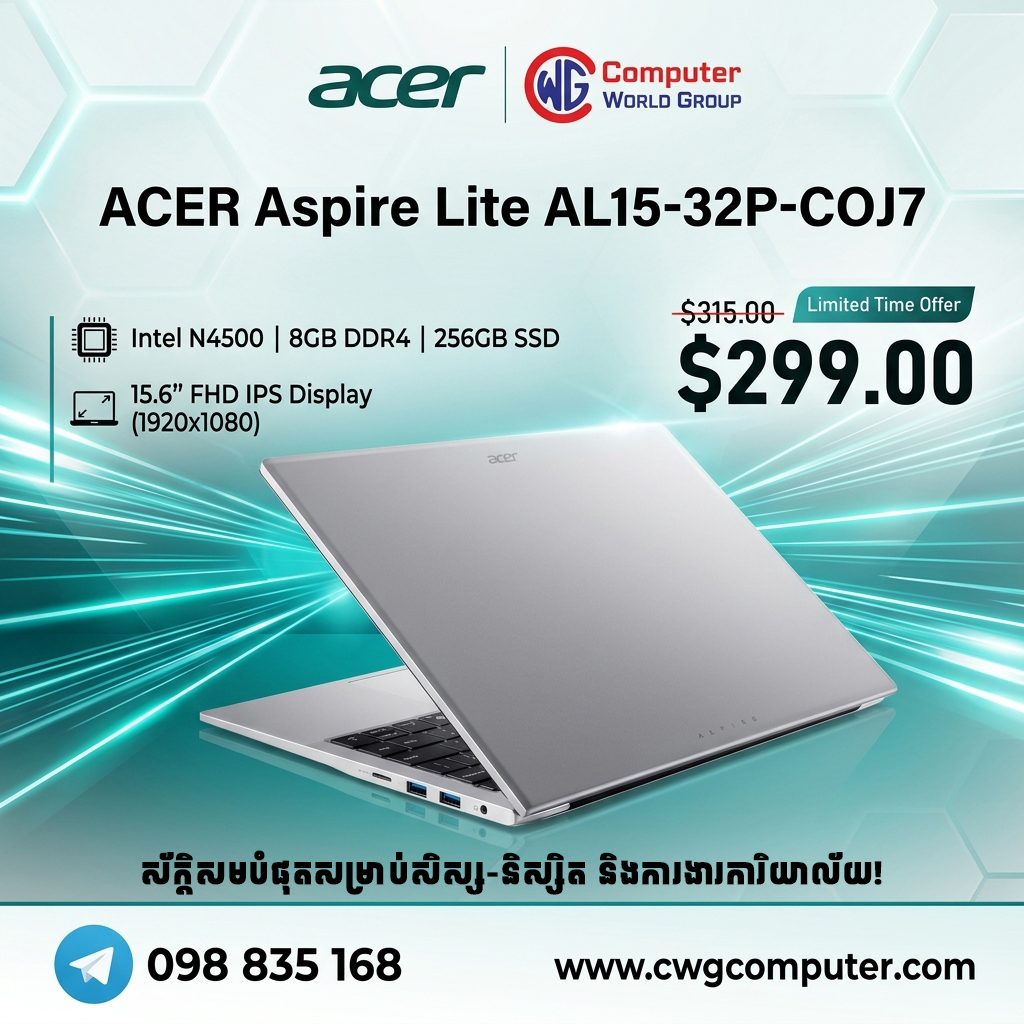 ACER Aspire Lite AL15-32P-COJ7 | Intel N4500 | 8GB RAM | 256GB SSD